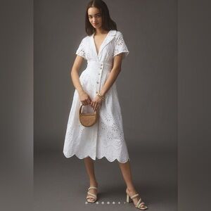 NWOT Anthropologie Eyelet Shirt Dress // Size M Petite
